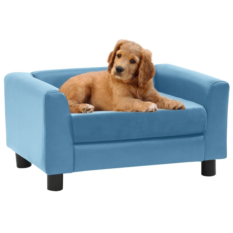 Berkfield Dog Sofa Foam Cushion Turquoise 60x43x30 cm Plush&Faux Leather