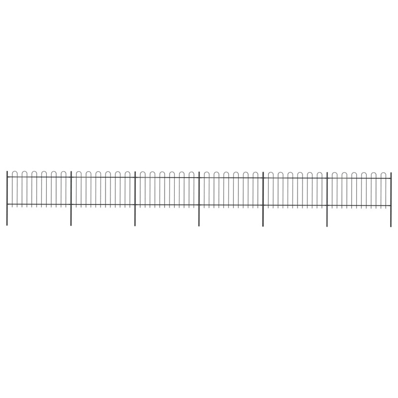 Berkfield Garden Fence with Hoop Top Steel 10.2×1 m Black