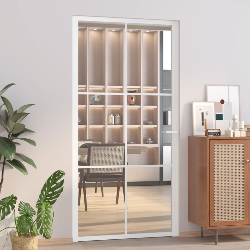 Berkfield Interior Door 102.5×201.5 cm White ESG Glass and Aluminium