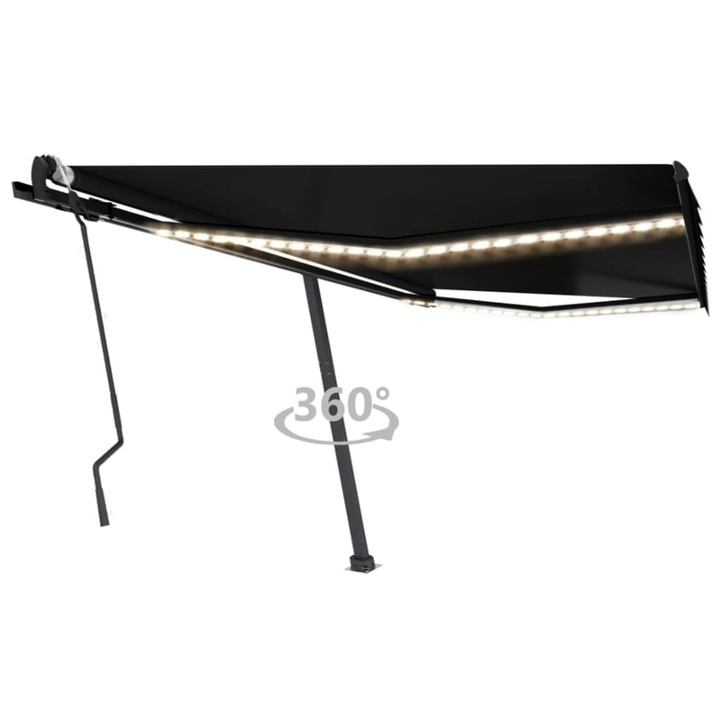 Berkfield Manual Retractable Awning with LED 400×300 cm Anthracite