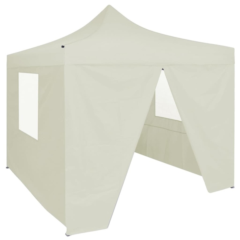 Berkfield Professional Folding Party Tent with 4 Sidewalls 2×2 m Steel Cream