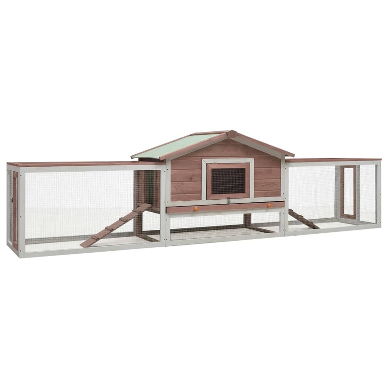Berkfield Rabbit Hutch Mocha 310x70x87 cm Solid Pine & Fir Wood