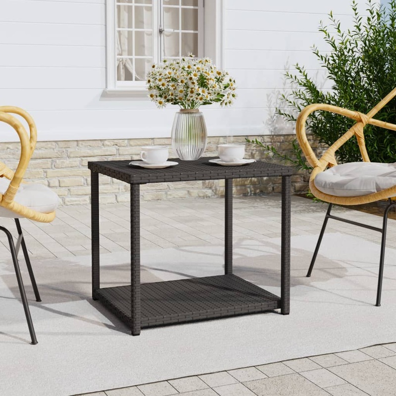 Berkfield Side Table Black 55x45x49 cm Poly Rattan