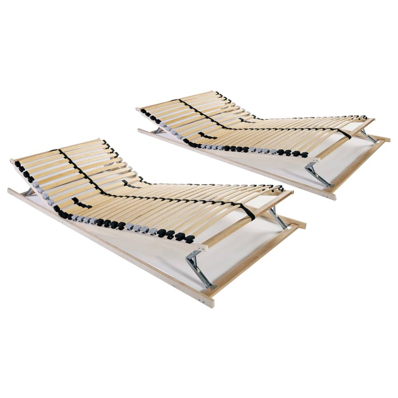 Berkfield Slatted Bed Bases 2 pcs with 28 Slats 7 Zones 90×200 cm