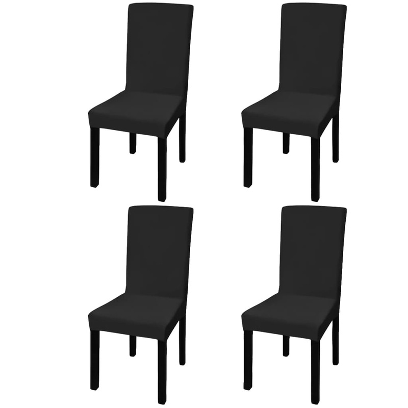 Berkfield Straight Stretchable Chair Cover 4 pcs Black