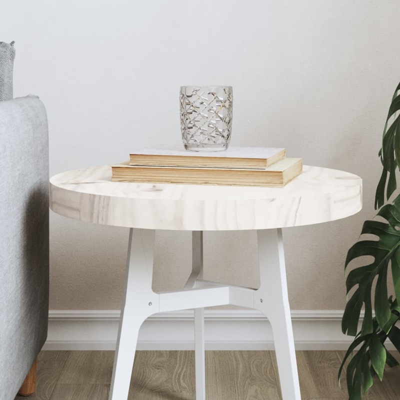 Berkfield Table Top Round White __40x3 cm Solid Wood Pine