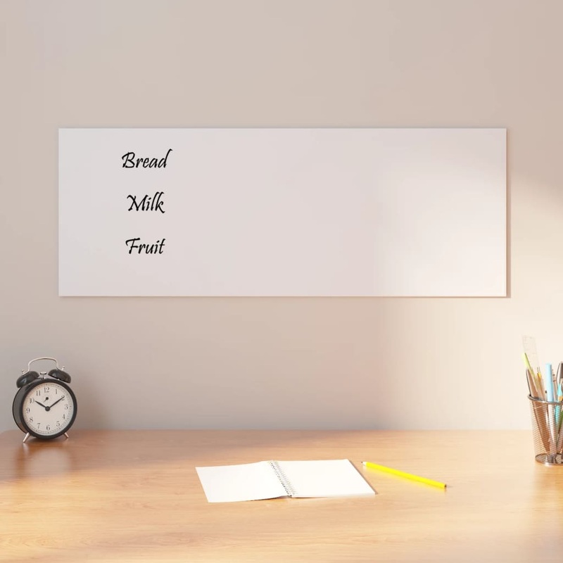 Berkfield Wall-mounted Magnetic Board White 80×30 cm Tempered Glass