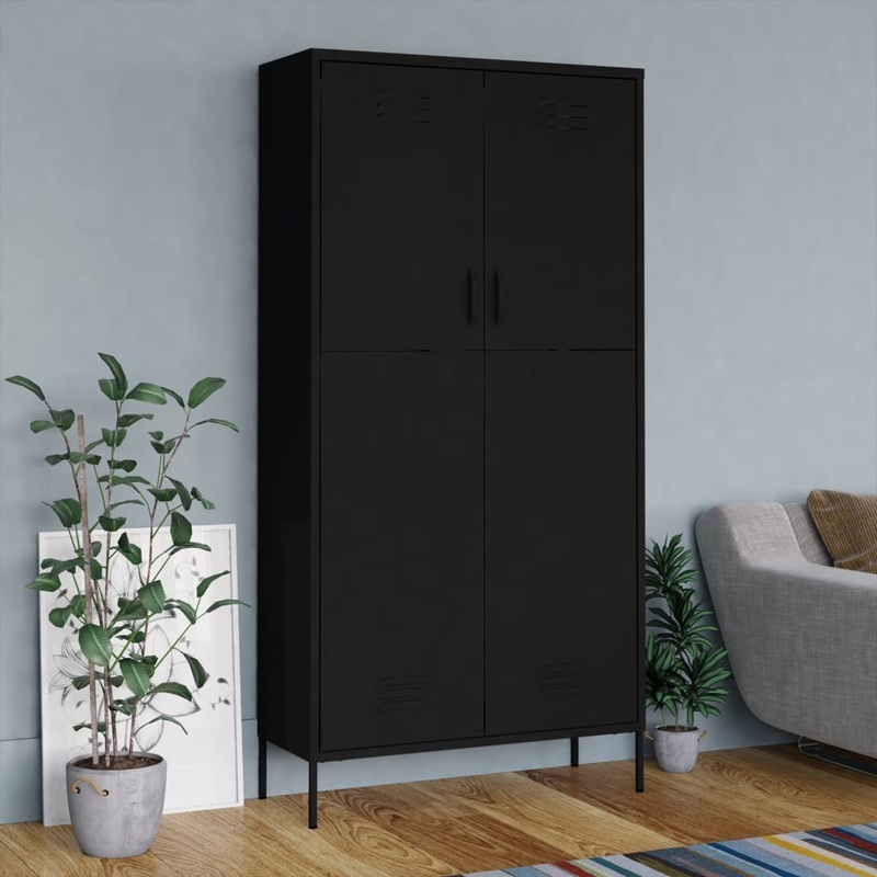 Berkfield Wardrobe Black 90x50x180 cm Steel