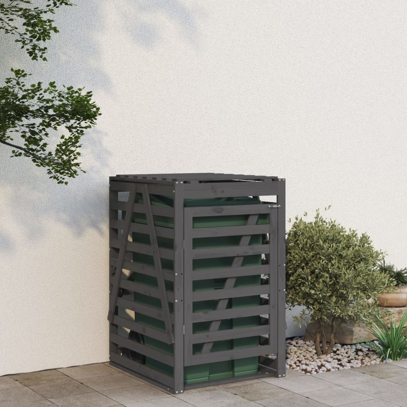 Berkfield Wheelie Bin Storage Grey 84x90x128.5 cm Solid Wood Pine