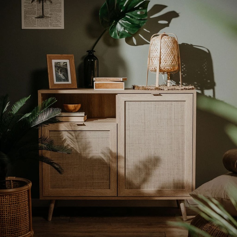 Finori Chest Bali 01A Sonoma Oak and Cane Print