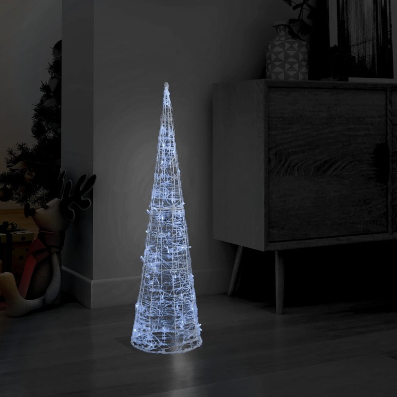 Berkfield Acrylic Decorative Pyramid LED Light Cone Cold White 90 cm