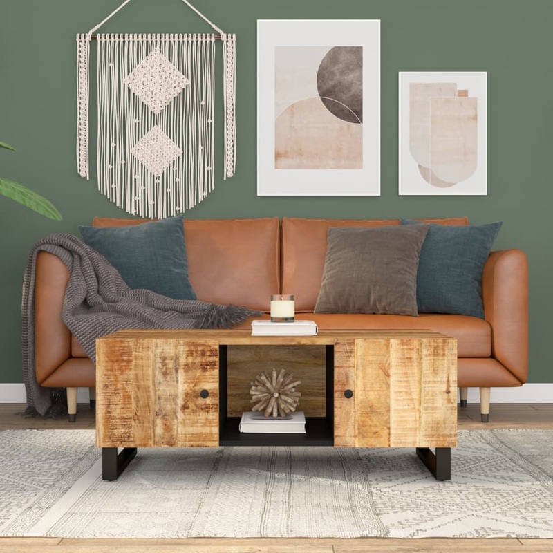 Berkfield Coffee Table 100x54x40 cm Solid Wood Mango&Engineered Wood