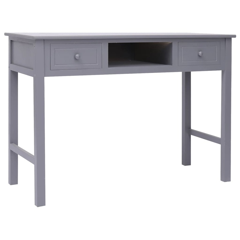 Berkfield Desk Grey 108x45x76 cm Solid Wood Paulownia