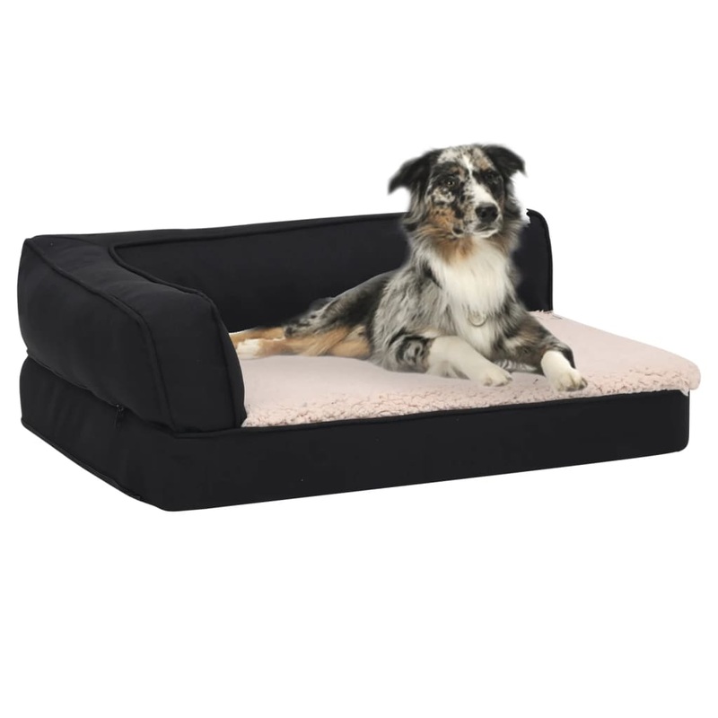 Berkfield Ergonomic Dog Bed Mattress 75×53 cm Linen Look Fleece Black