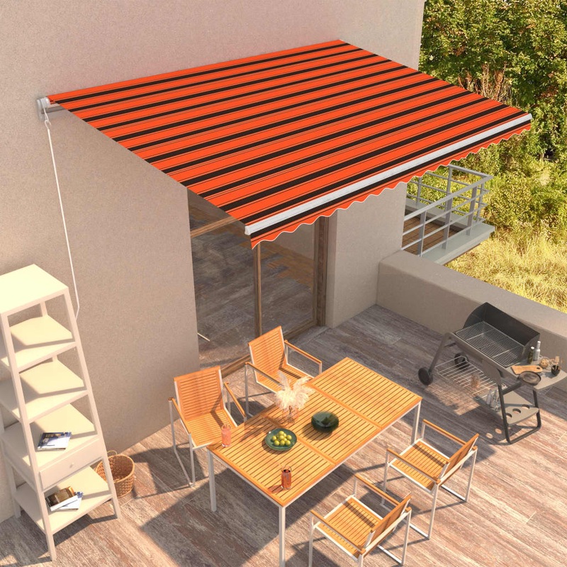 Berkfield Manual Retractable Awning 450×300 cm Orange and Brown