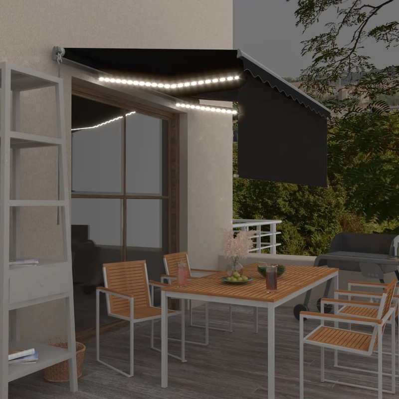 Berkfield Manual Retractable Awning with Blind&LED 3×2.5m Anthracite