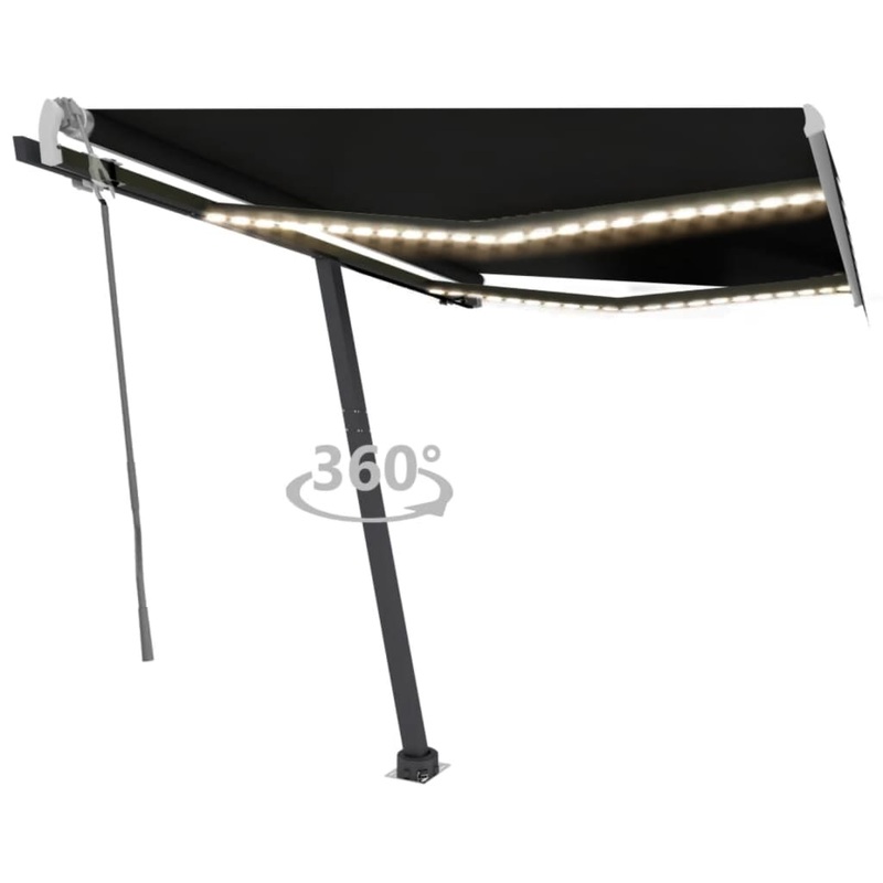 Berkfield Manual Retractable Awning with LED 300×250 cm Anthracite