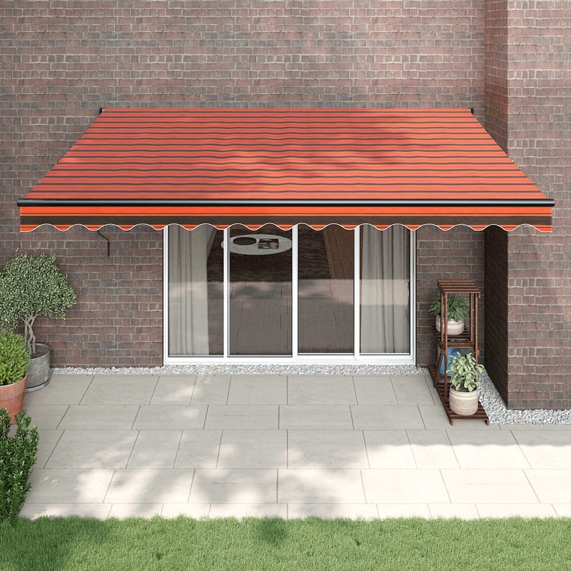 Berkfield Retractable Awning Orange and Brown 4×3 m Fabric and Aluminium