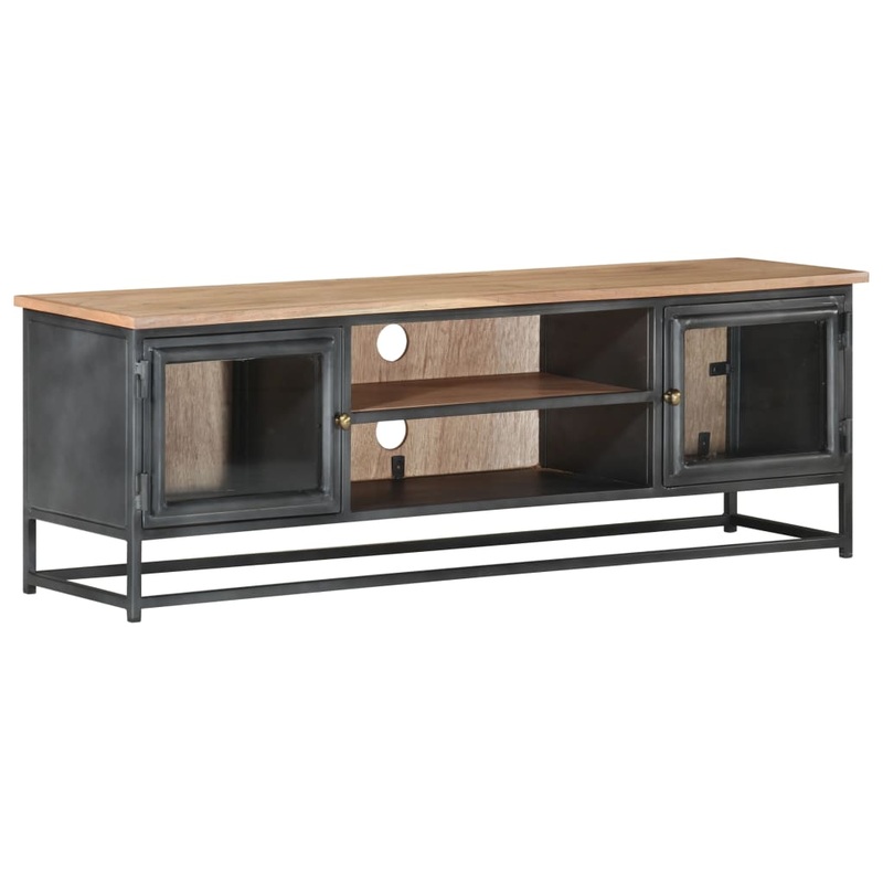 Berkfield TV Cabinet Grey 120x30x40 cm Solid Acacia Wood and Steel