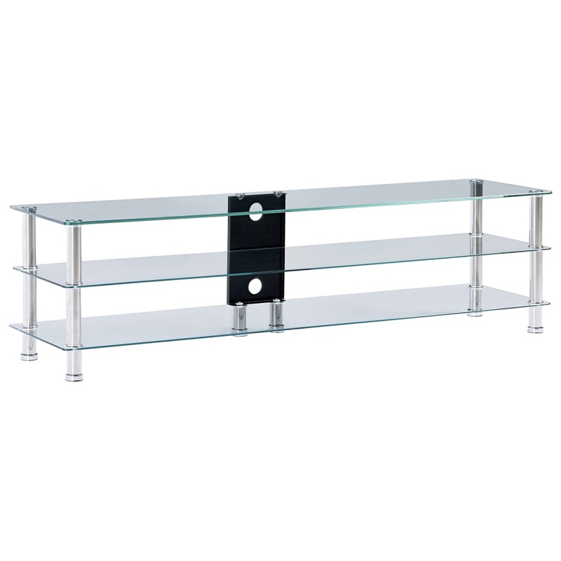Berkfield TV Stand Transparent 150x40x40 cm Tempered Glass