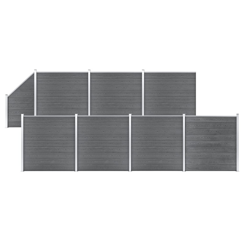 Berkfield WPC Fence Set 7 Square + 1 Slanted 1311×186 cm Grey