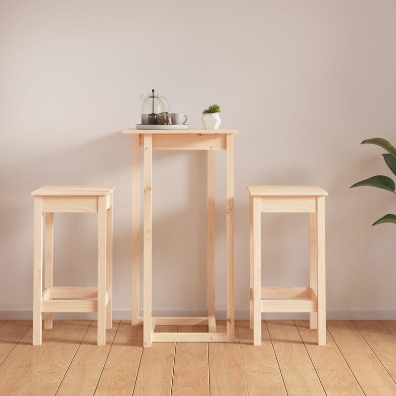 Berkfield 3 Piece Bar Set Solid Wood Pine