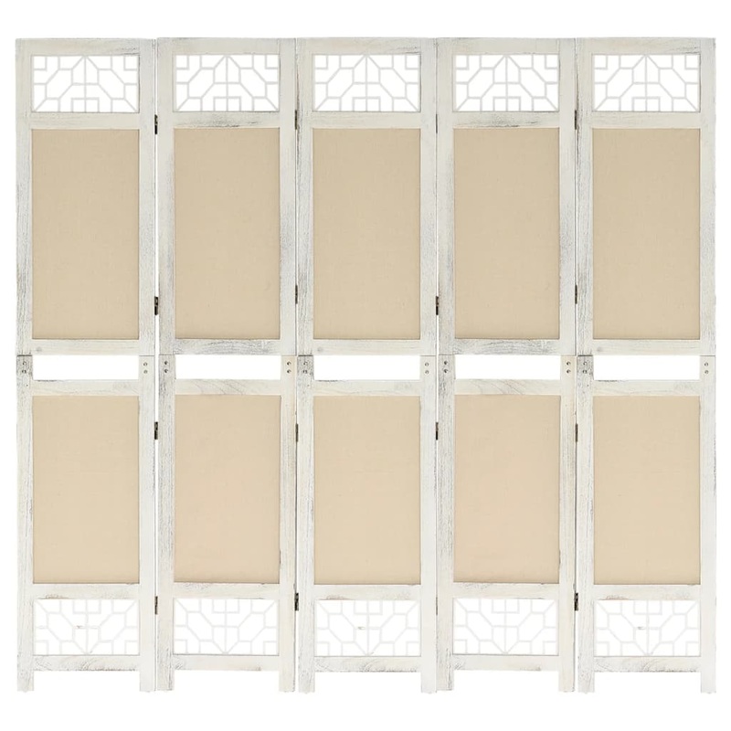Berkfield 5-Panel Room Divider Cream 175×165 cm Fabric