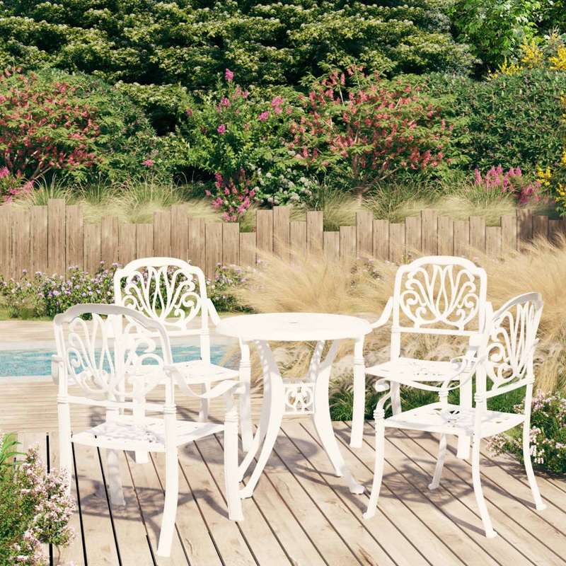 Berkfield 5 Piece Bistro Set Cast Aluminium White