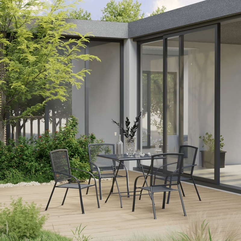 Berkfield 5 Piece Garden Dining Set Steel Anthracite