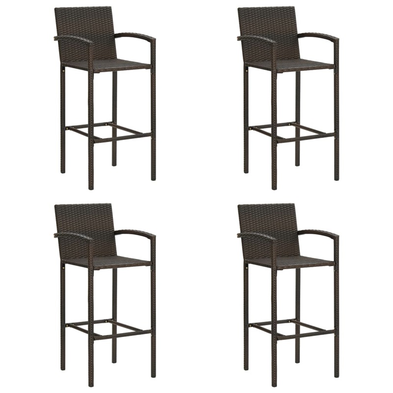 Berkfield Bar Stools 4 pcs Brown Poly Rattan