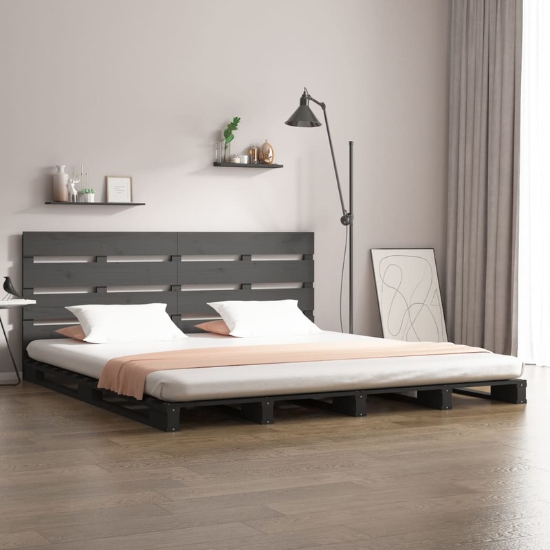 Berkfield Bed Frame Grey 200×200 cm Solid Wood Pine