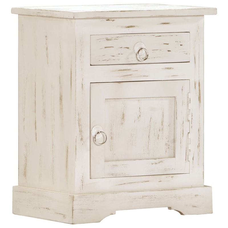 Berkfield Bedside Cabinet White 40x30x50 cm Solid Mango Wood