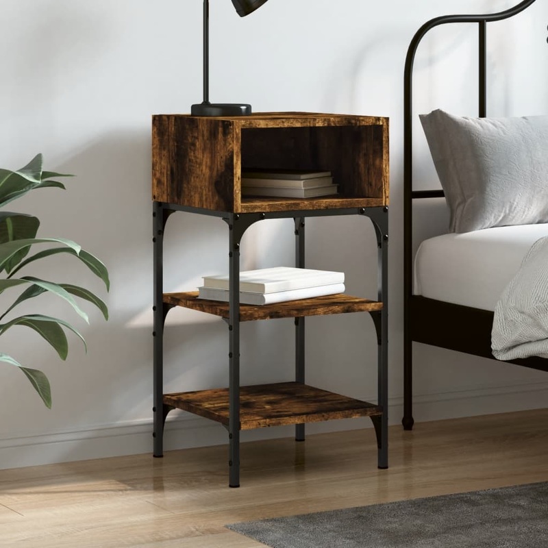 Berkfield Bedside Table Smoked Oak 35×34.5×70 cm Engineered Wood