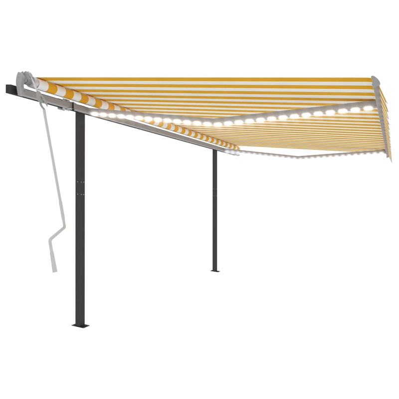 Berkfield Manual Retractable Awning with LED 4×3.5 m Yellow and White