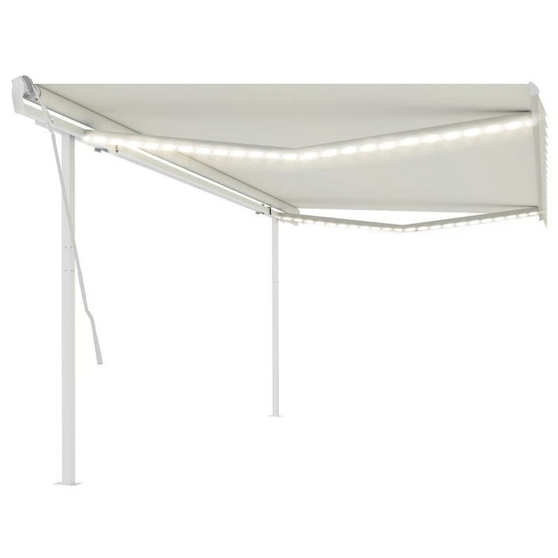 Berkfield Manual Retractable Awning with LED 5×3.5 m Cream