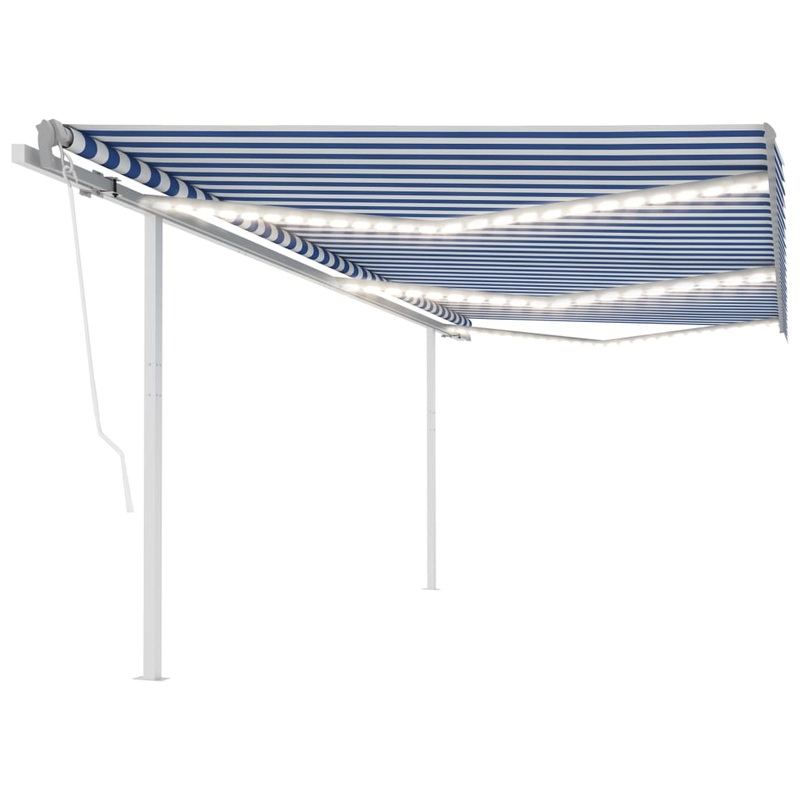 Berkfield Manual Retractable Awning with LED 6×3.5 m Blue and White