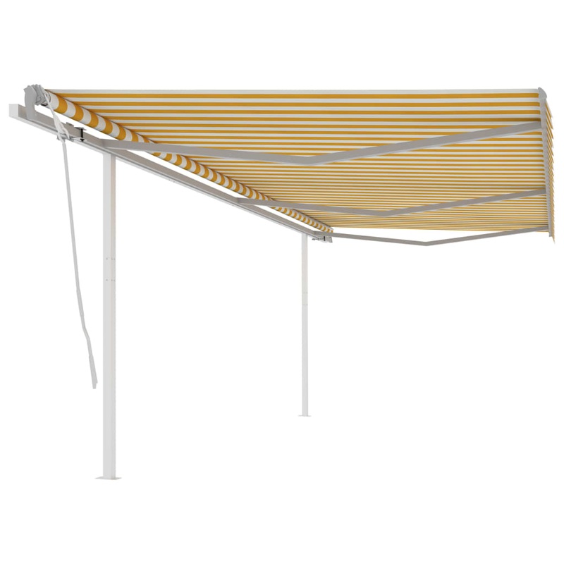 Berkfield Manual Retractable Awning with Posts 6×3 m Yellow and White