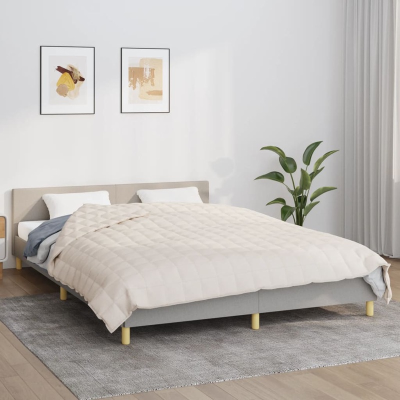 Berkfield Weighted Blanket Light Cream 220×235 cm King 11 kg Fabric
