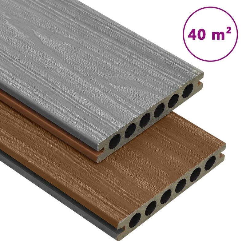Berkfield WPC Decking Boards with Accessories Brown and Grey 40 m__ 2.2 m