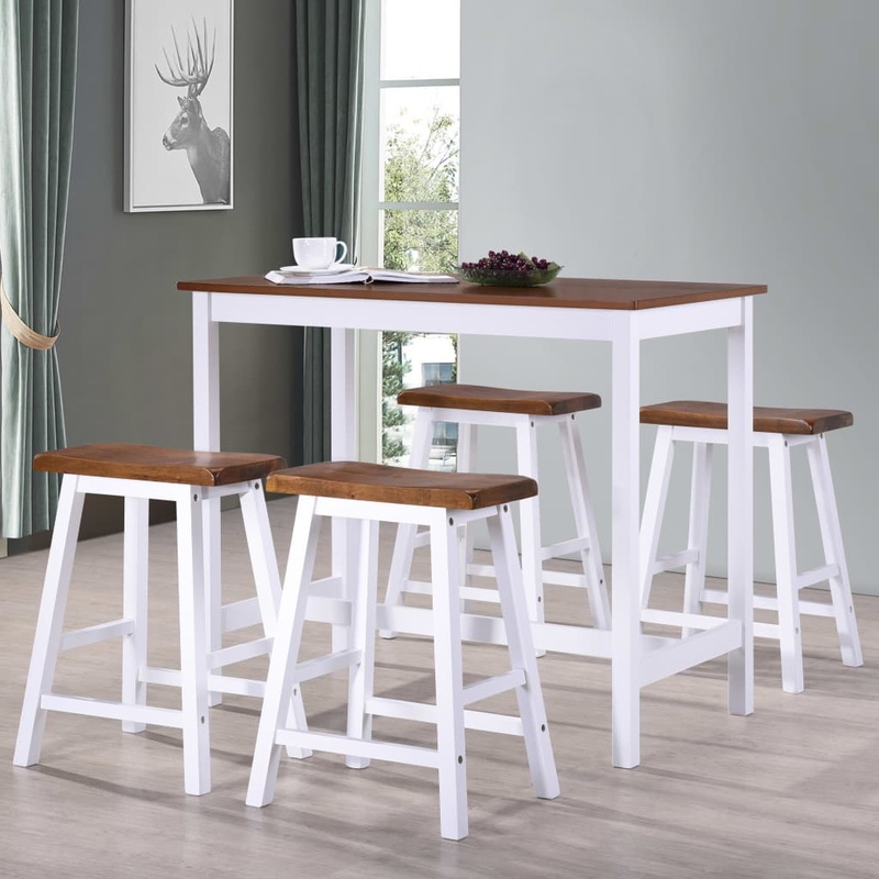 Berkfield Bar Table and Stool Set 5 Pieces Solid Wood