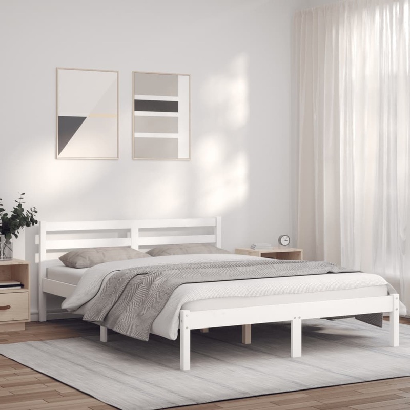 Berkfield Bed Frame White 120×200 cm Solid Wood Pine