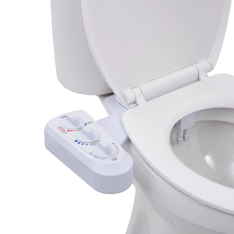 Berkfield Bidet Toilet Seat Attachment Hot Cold Water Dual Nozzles