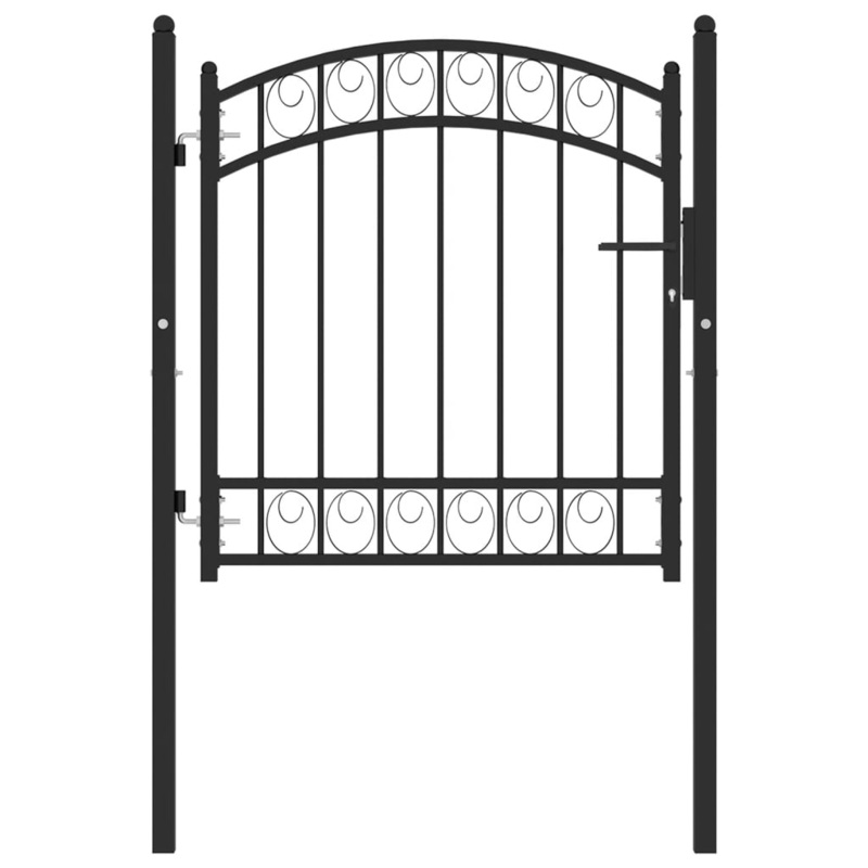 Berkfield Fence Gate with Arched Top Steel 100×100 cm Black
