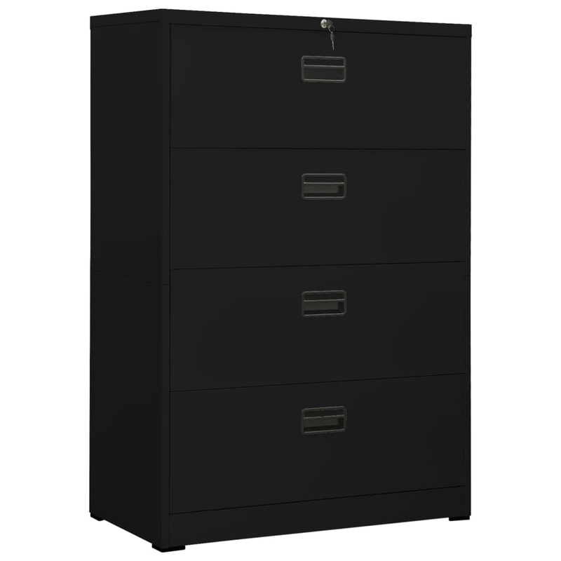 Berkfield Filing Cabinet Black 90x46x134 cm Steel