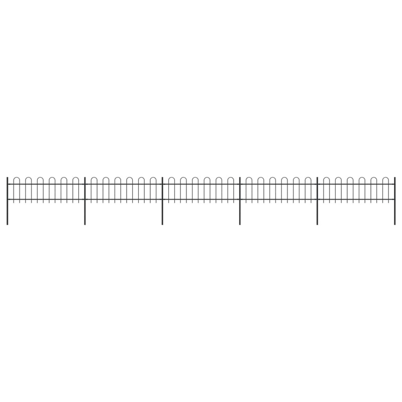 Berkfield Garden Fence with Hoop Top Steel 8.5×0.6 m Black