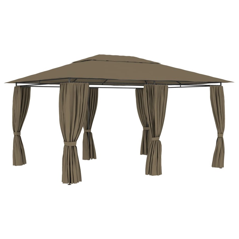 Berkfield Garden Marquee with Curtains 4×3 m Taupe 180 g/m__