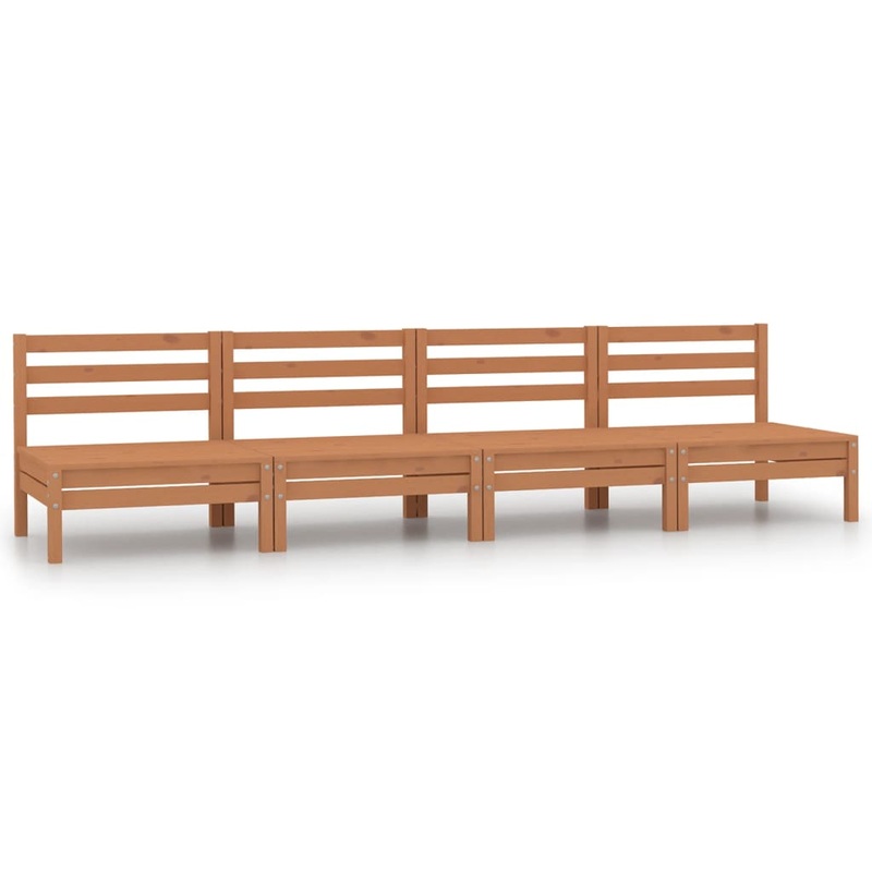 Berkfield Garden Middle Sofas 4 pcs Honey Brown Solid Pinewood