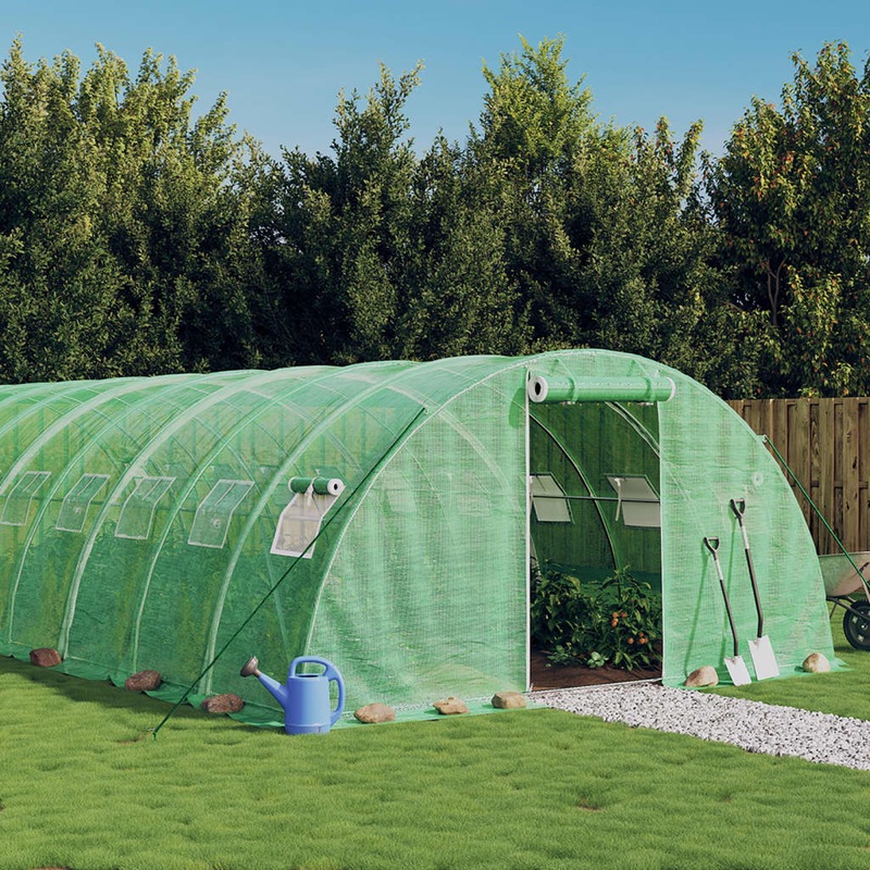 Berkfield Greenhouse with Steel Frame Green 48 m__ 12x4x2 m