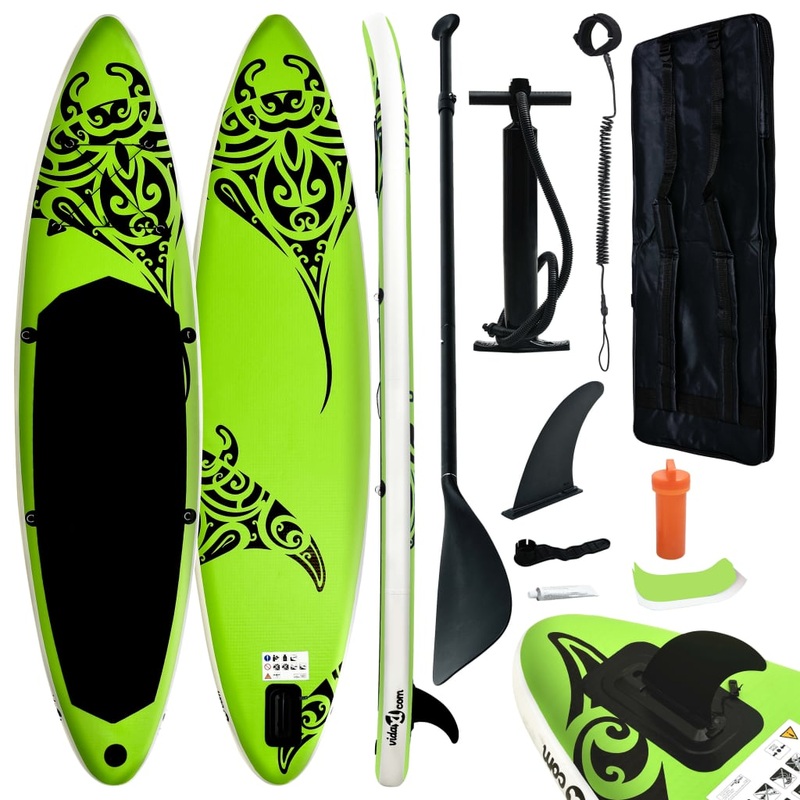 Berkfield Inflatable Stand Up Paddleboard Set 305x76x15 cm Green