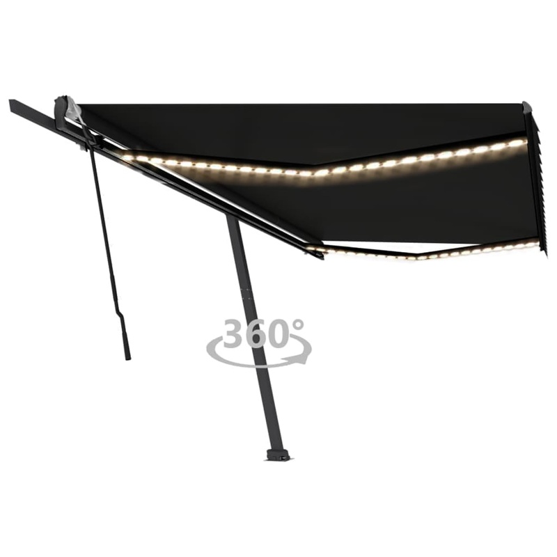 Berkfield Manual Retractable Awning with LED 500×300 cm Anthracite